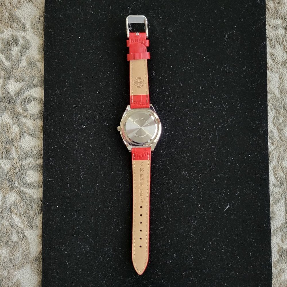 Bloomingdales Watch W Red Leather Band - Picture 4 of 8
